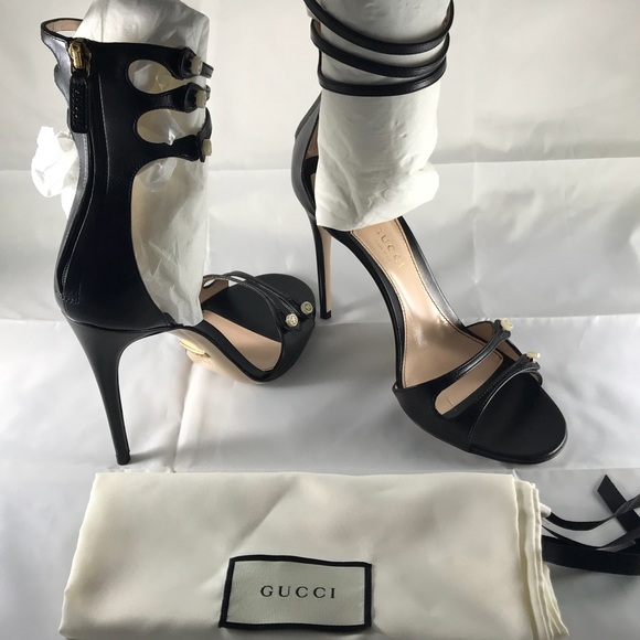 Gucci Shoes - Gucci Nero Malaga Kid Stiletto Heeled Sandals
